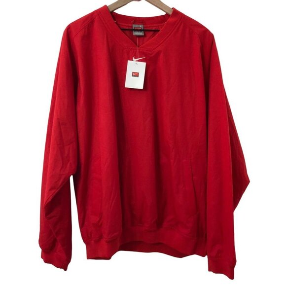Nike Center Swoosh Pullover Windbreaker Mens Size Large Red UV Lined 2007 NWT